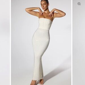 Oh Polly Daleyza Embellished Strapless Dress in Ivory